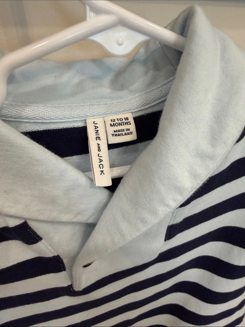 Janie and Jack Navy & Light Blue Striped Shawl-Collar One-Piece